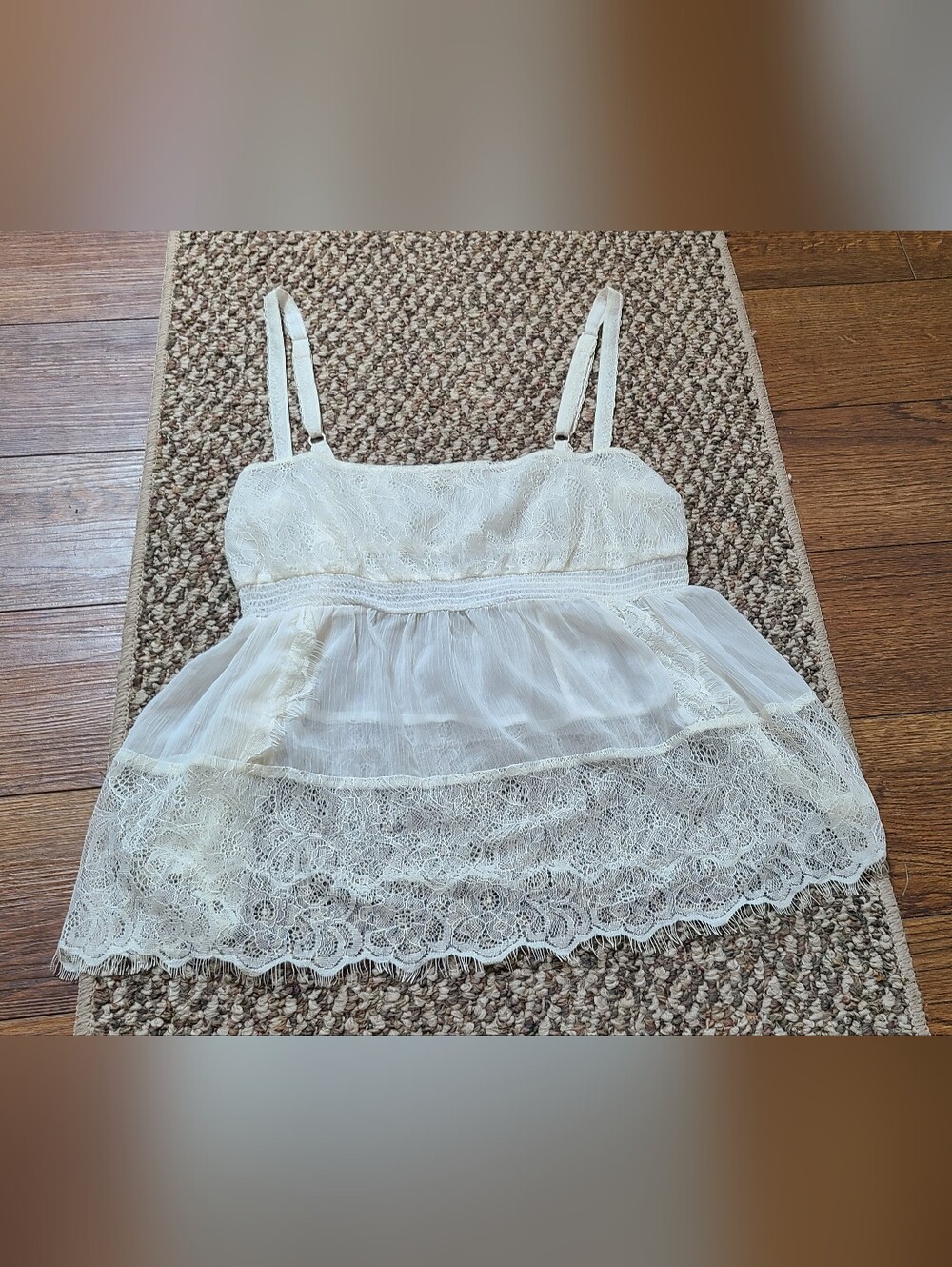 Intimately Free People Lace Tiered Offwhite Cami Top Medium - Picture 5 of 12